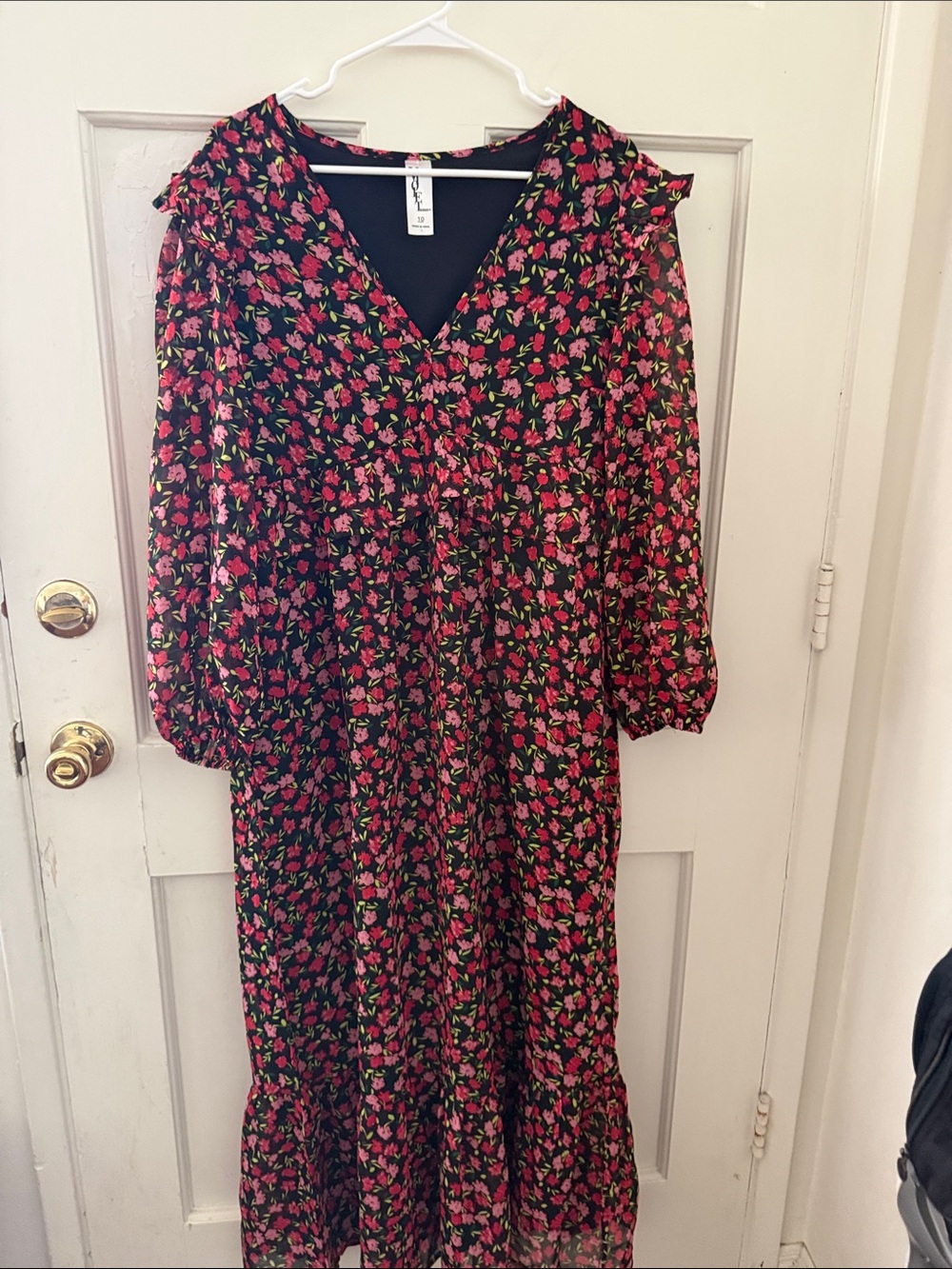 ASOS Black Floral Maxi Dress with Pink & Green Print